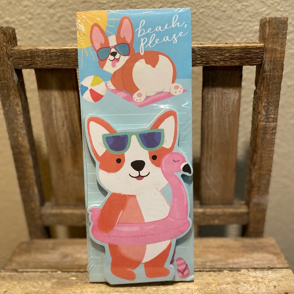 Corgi Notepad Set Of 2, Beach Themed Corgi Notepads, Corgi & Flamingo Notepads